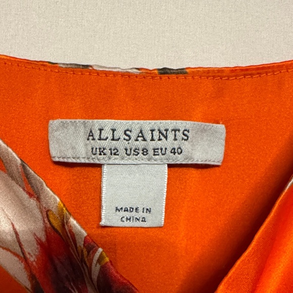 All Saints Alexia Dorada Sleeveless Floral Top, Size 8, Color Orange/Cream/green - Picture 2 of 10